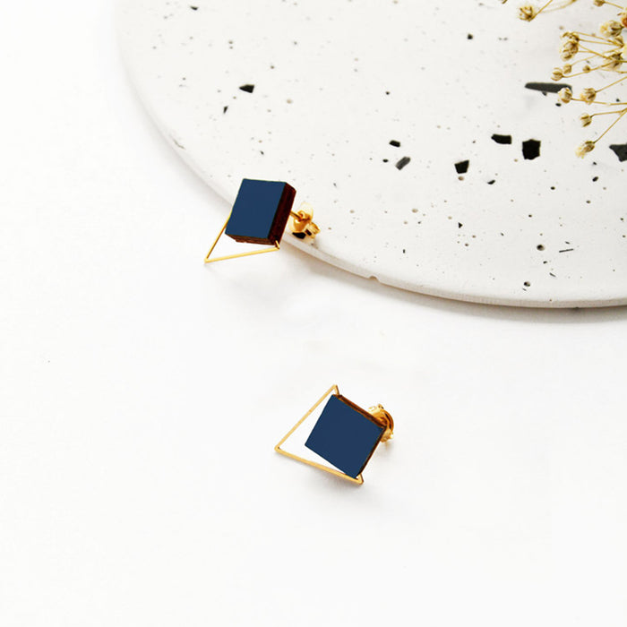 Pendientes - Square Studs Navy