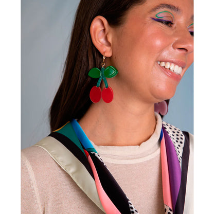 Pendientes Viva - Frutas y Flores Cerezas