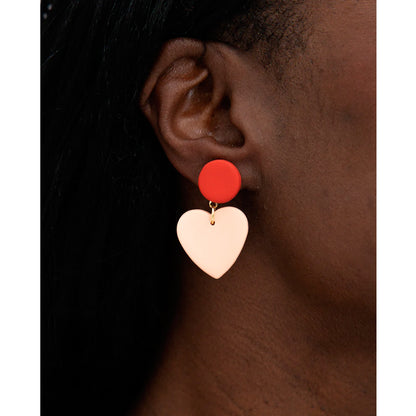 Pendientes  Viva - Geométrico Corazón Rosa