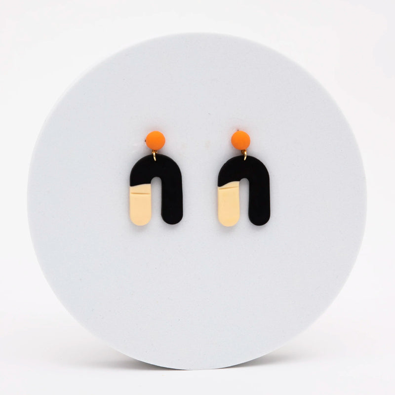 Pendientes - Geométrico Uve Blanco y Negro