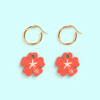 Pendientes de aro - Hibiscus 🌺