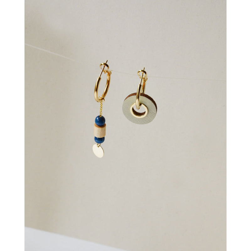 Pendientes - Grid Hoops Nude and White Sand