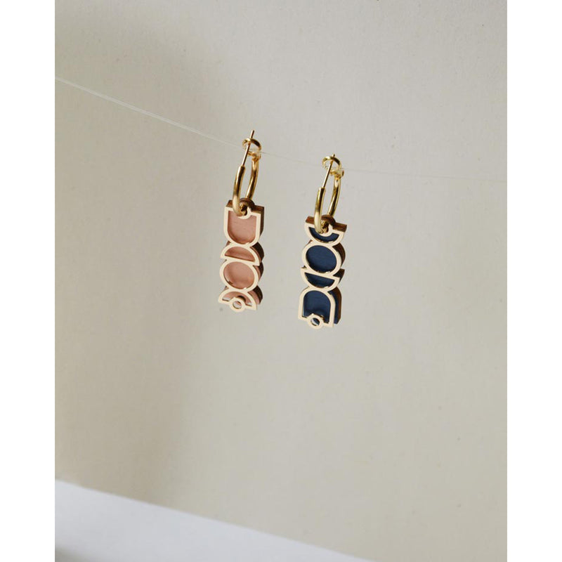 Pendientes - Shapes Hoops Blue and Nude