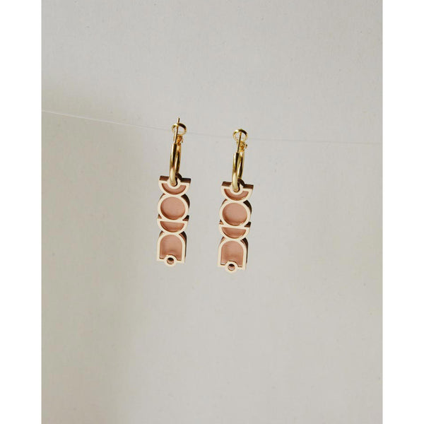 Pendientes - Shapes Hoops Blue and Nude
