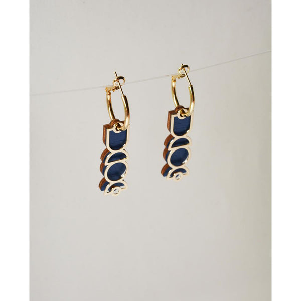 Pendientes - Shapes Hoops Blue and Nude