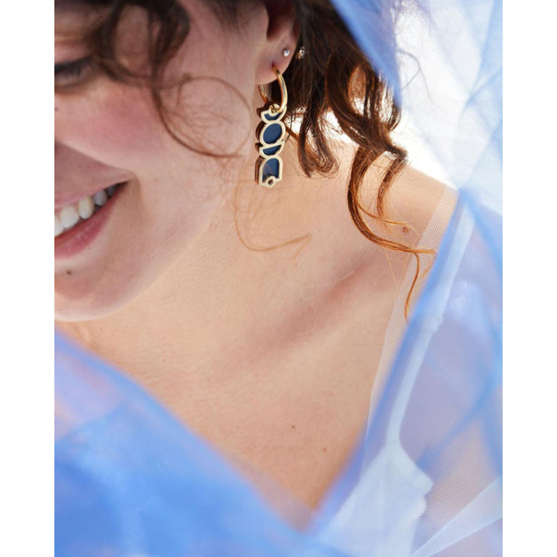 Pendientes - Shapes Hoops Blue and Nude