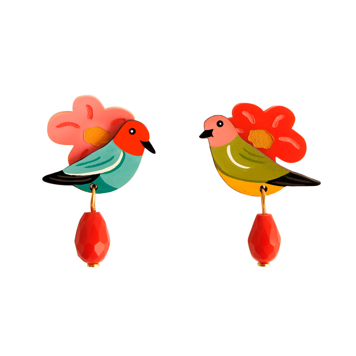Pendientes - Pájaro y Flor 🌺🐦