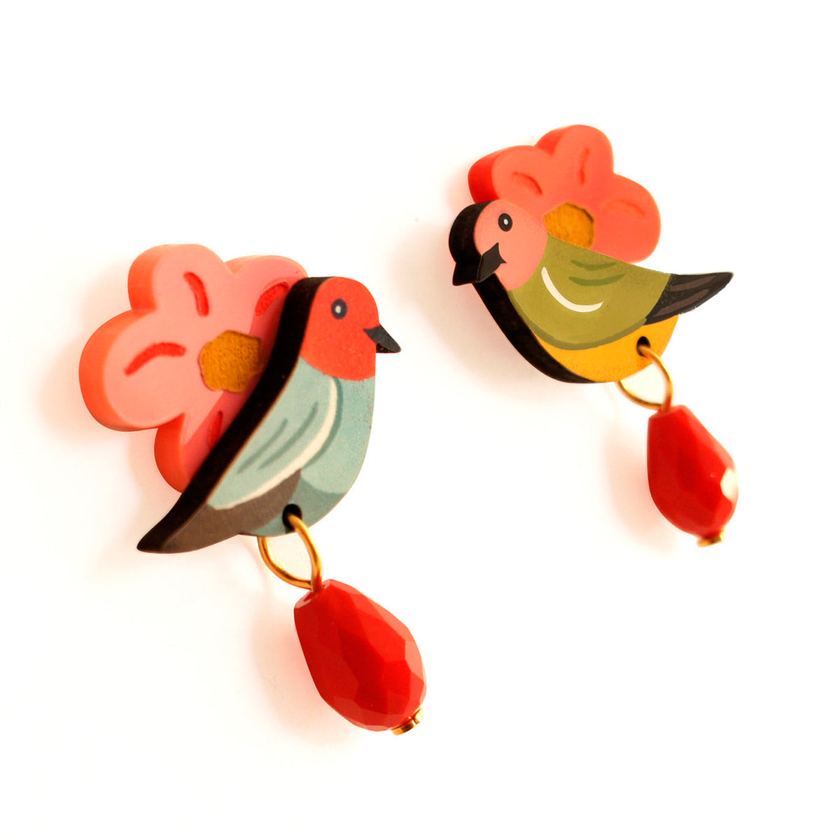 Pendientes - Pájaro y Flor 🌺🐦