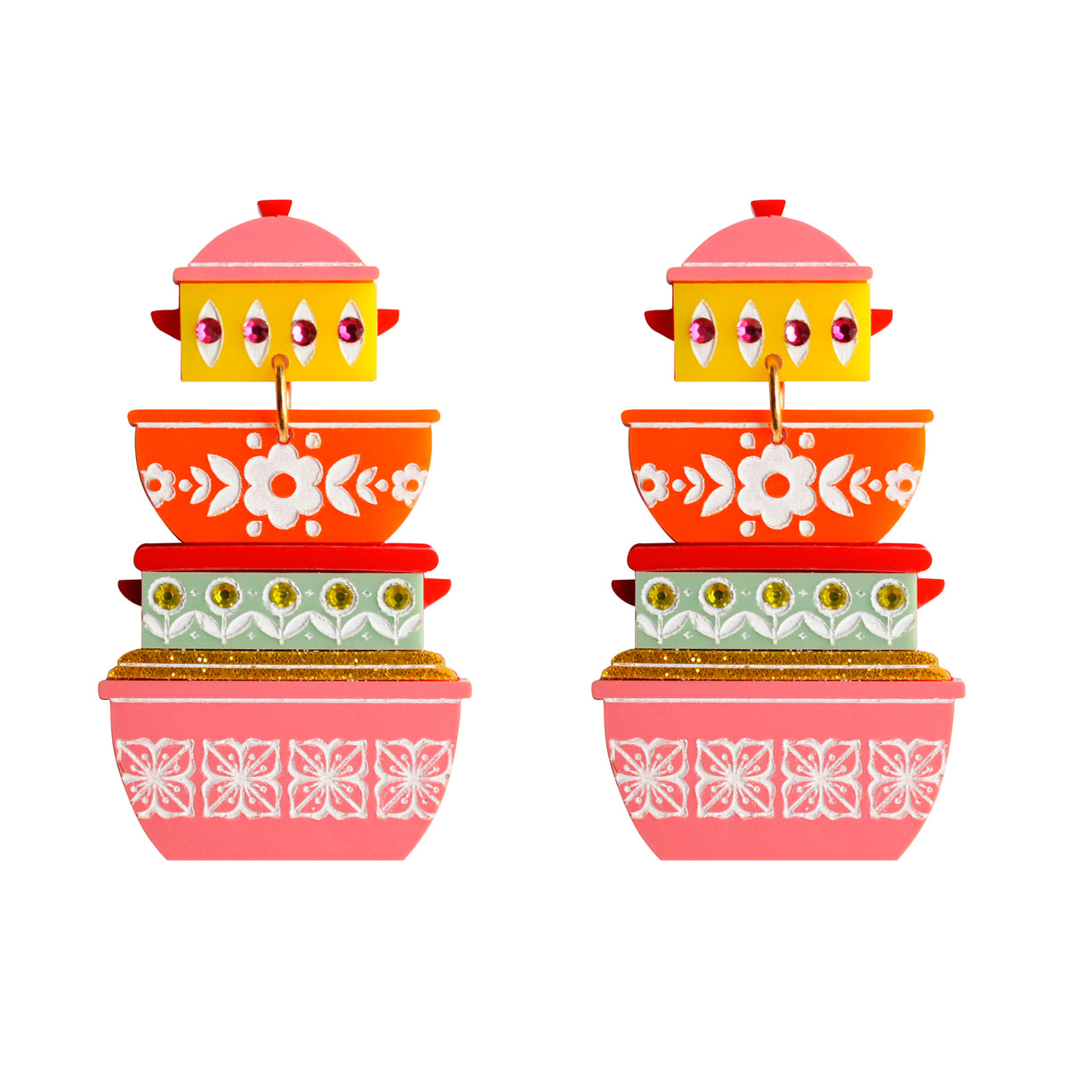 Pendientes - Recipientes Pyrex Retro