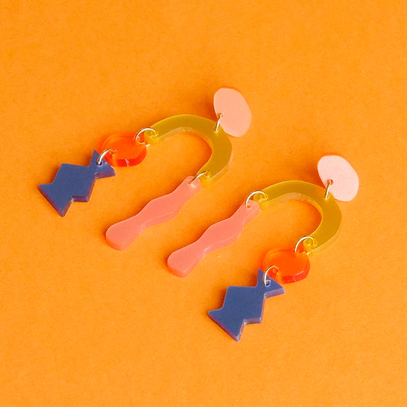 Pendientes - Troballa Naranja, Azul, Amarillo y Coral