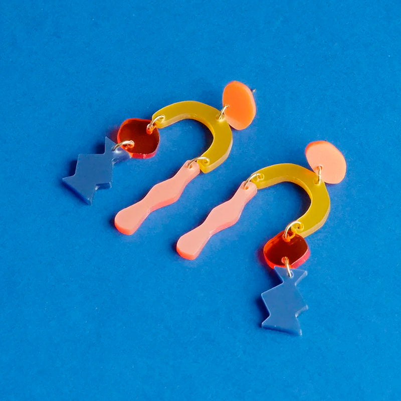 Pendientes - Troballa Naranja, Azul, Amarillo y Coral