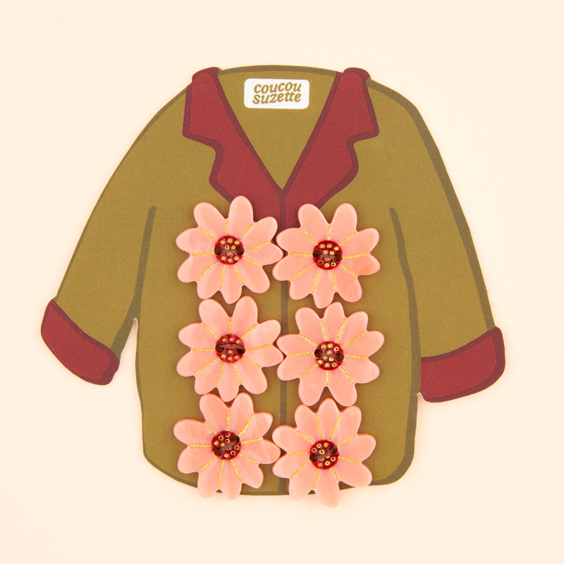 Set de 6 botones - Flor Rosa
