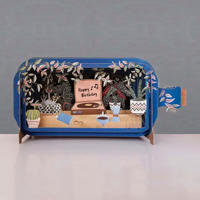 Postal 3D - Botella Tocadiscos 🎧🎶