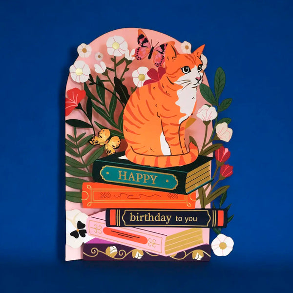 Postal - Gato y Libros 🐱📚