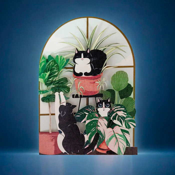 Postal - Gatos y Plantas 🐱