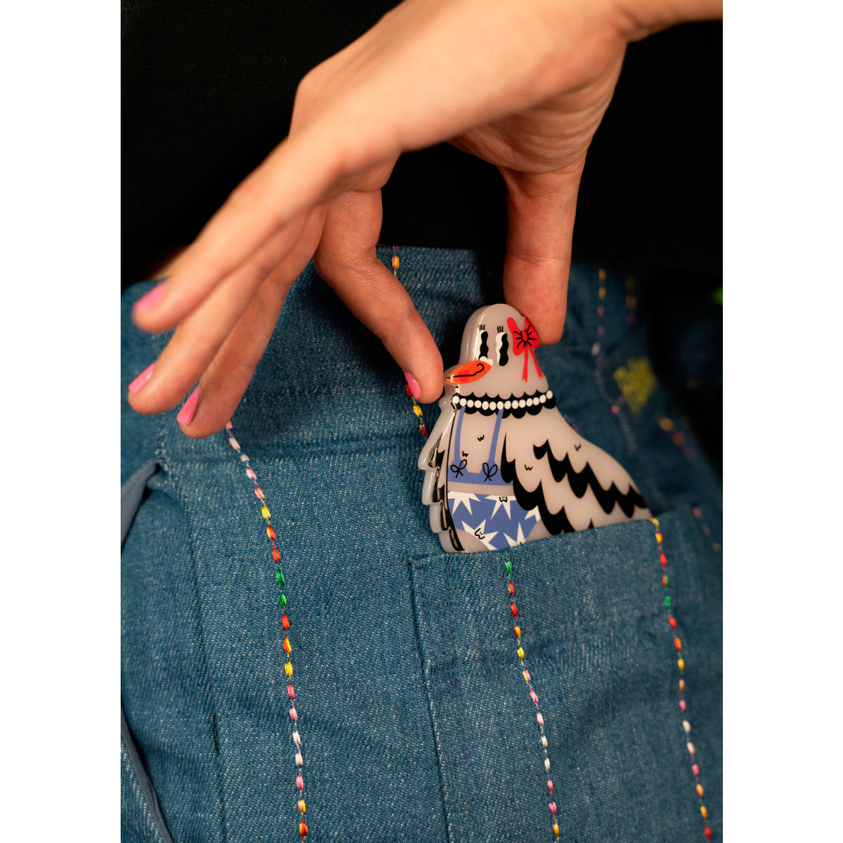 Espejo de bolsillo Miss Feathers - Pretty Pigeon 🎀🐦
