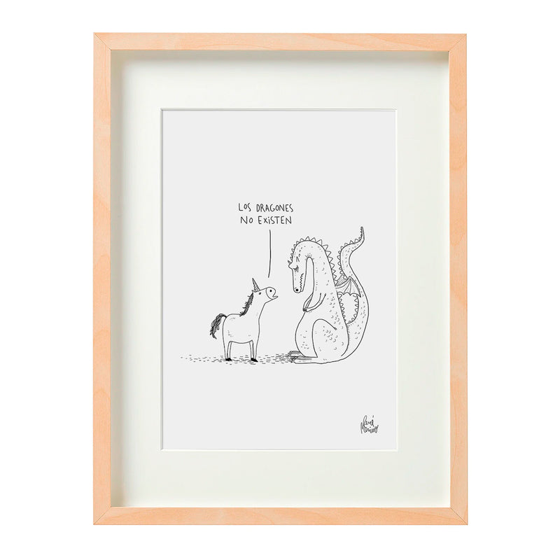 Print de René Merino A4 - "Unicornio y Dragón"