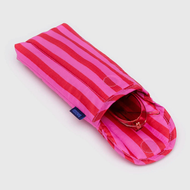 Funda de gafas acolchada Baggu - Pink & Red Painted Stripe