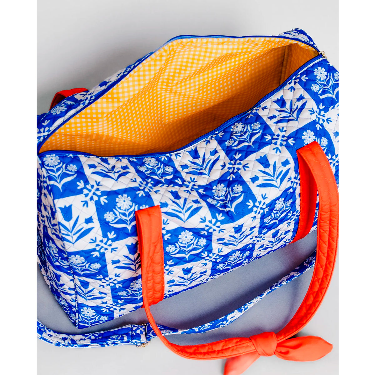 Bolso - Blue Plaid Floral