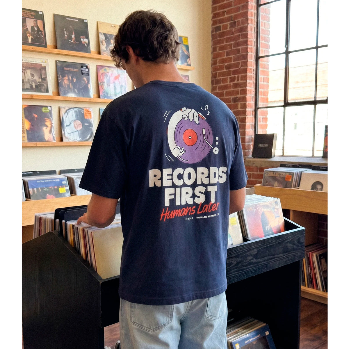 Camiseta Nostalgic Apparel - "Records First, Humans Later" 🐶🎶