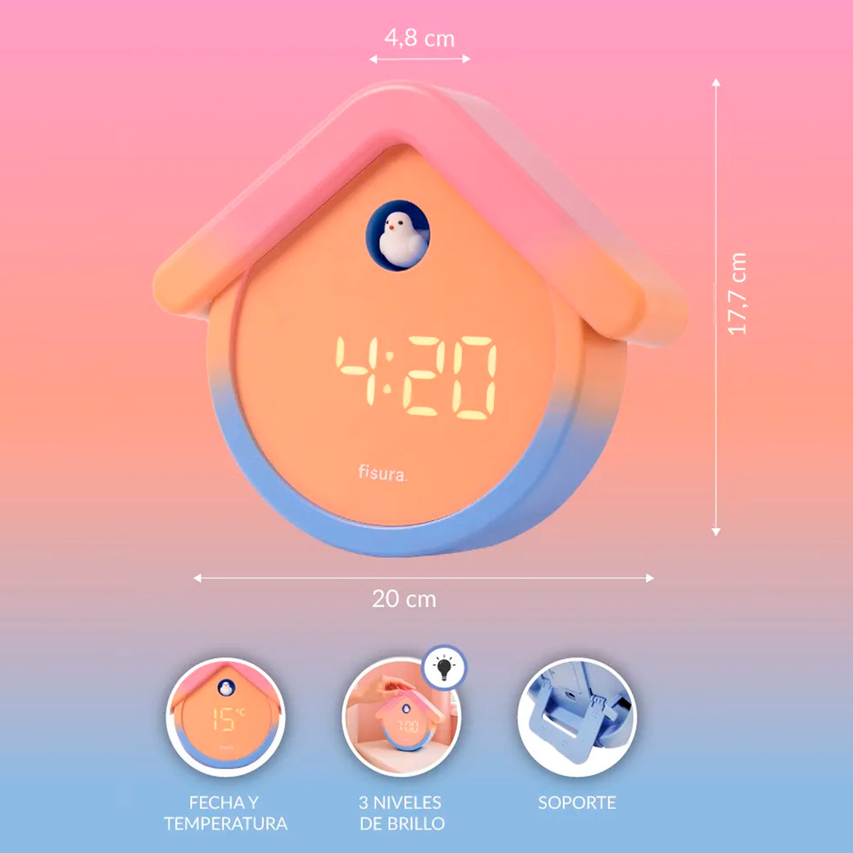 Reloj Fisura - Despertador Cuco Digital Degradado