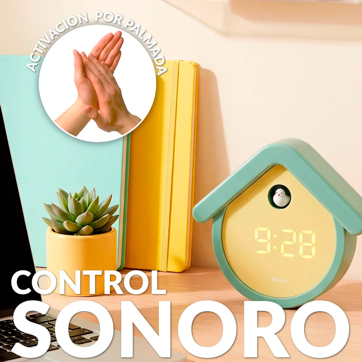 Reloj Fisura - Despertador Cuco Digital Menta y Beige