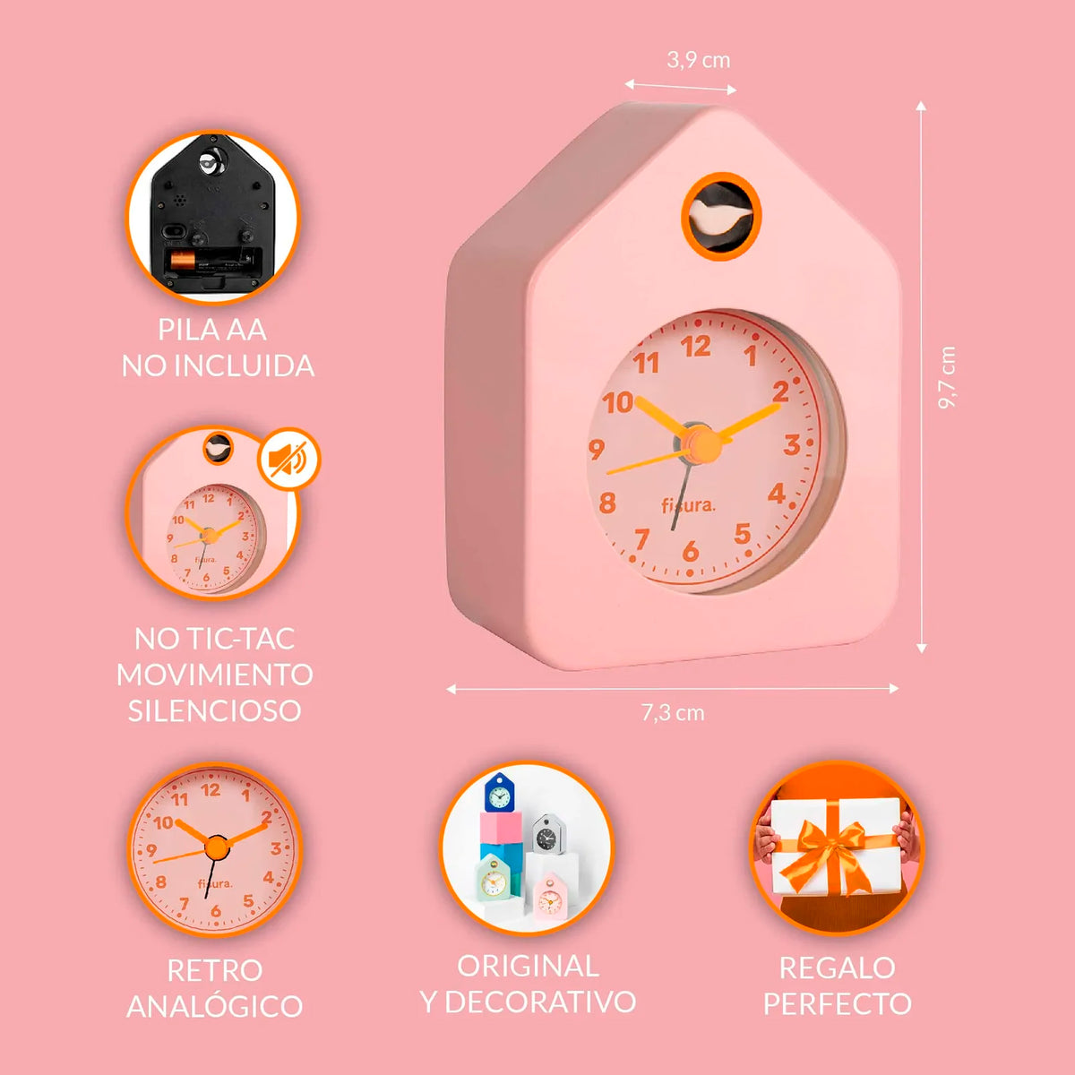 Reloj Fisura - Despertador Casita Mini Rosa