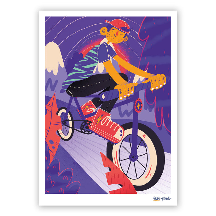 Print de Vera Galindo A5 - "Ride Live" 🚲