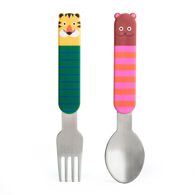 Set tenedor y cuchara - Tigre y oso 🐯🐻