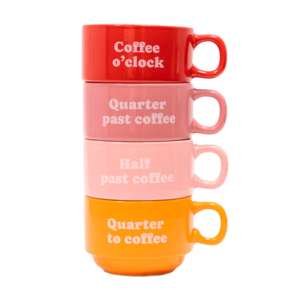 Set de 4 Tazas Fisura - "Coffee Clock" ☕⏰