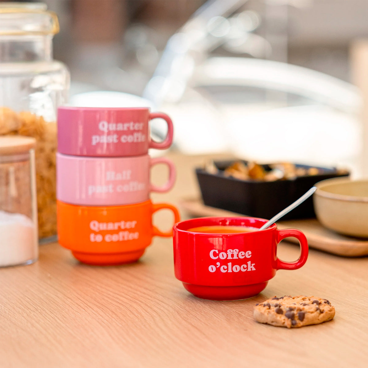 Set de 4 Tazas Fisura - "Coffee Clock" ☕⏰