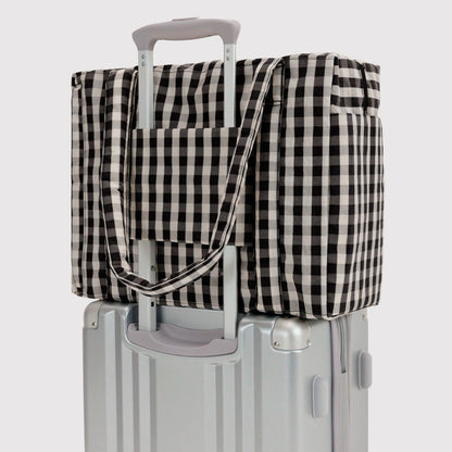 Bolso Nube Carry-On Baggu - Black and Cream Gingham