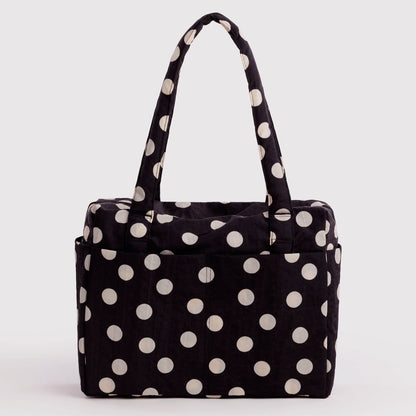 Bolso Nube Carry-On Baggu - Black and Cream Polka Dot