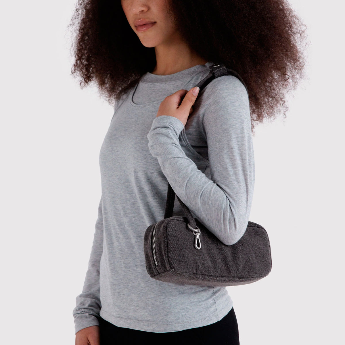 Bolso Pequeño Bowler Baggu - Washed Black Denim