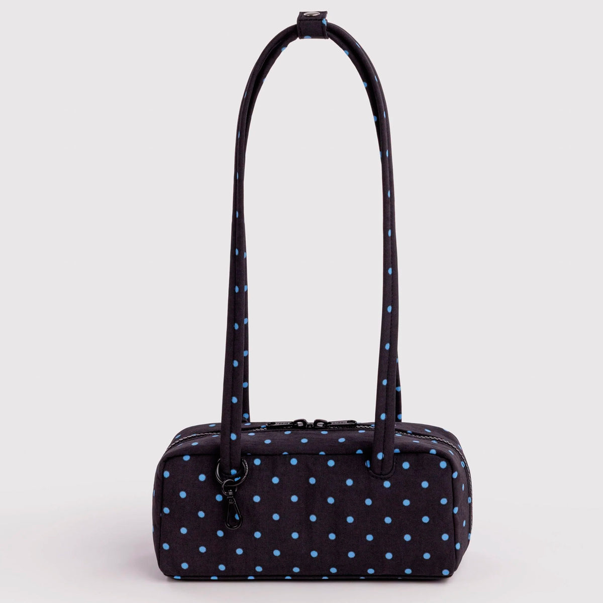 Bolso Pequeño Bowler Baggu - Black and Sky Blue Micro Dot