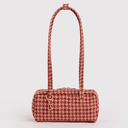Bolso Pequeño Bowler Baggu - Tan Houndstooth