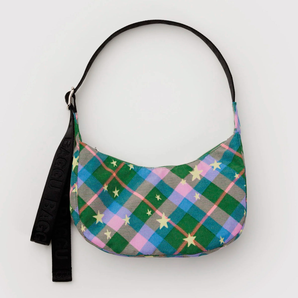 Bolso Mini media luna Baggu - Green Star Plaid ✨