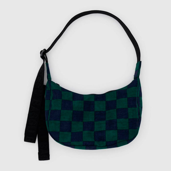 Bolso Mini media luna Baggu - Navy Green Check