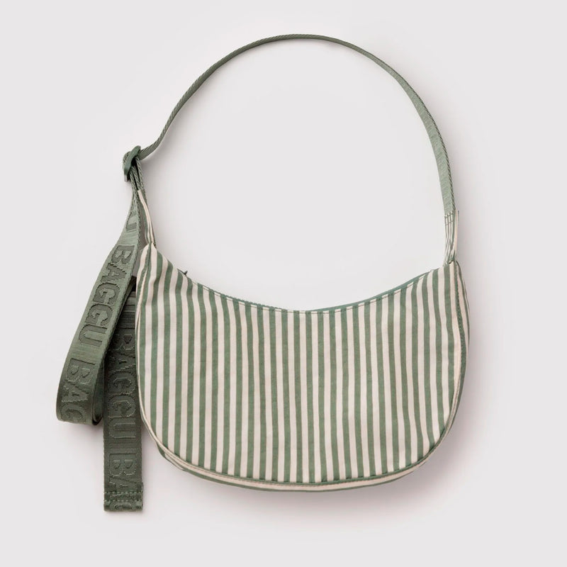 Bolso Mini media luna Baggu - Sage Stripe