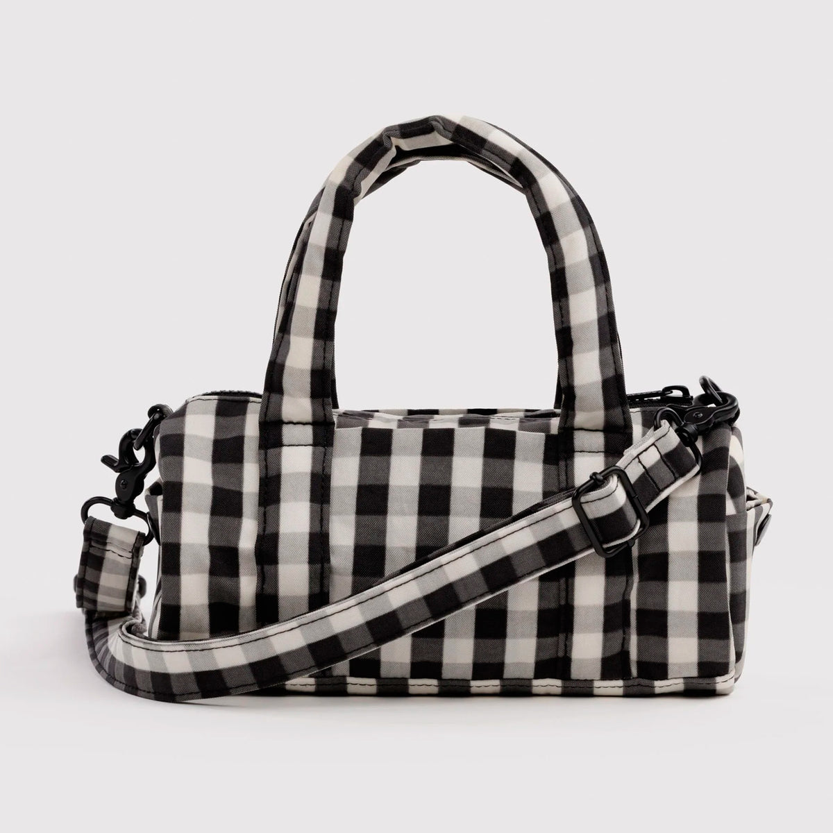 Bolso Pequeño Duffle Baggu - Black and Cream Gingham