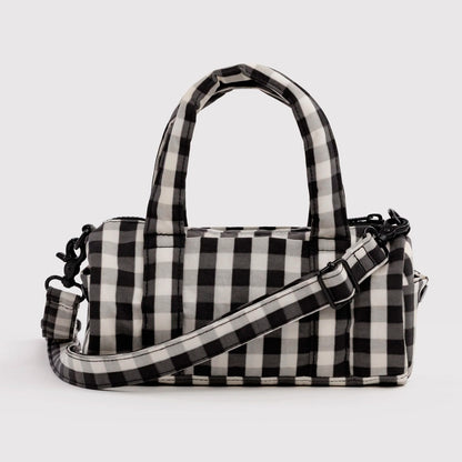 Bolso Pequeño Duffle Baggu - Black and Cream Gingham