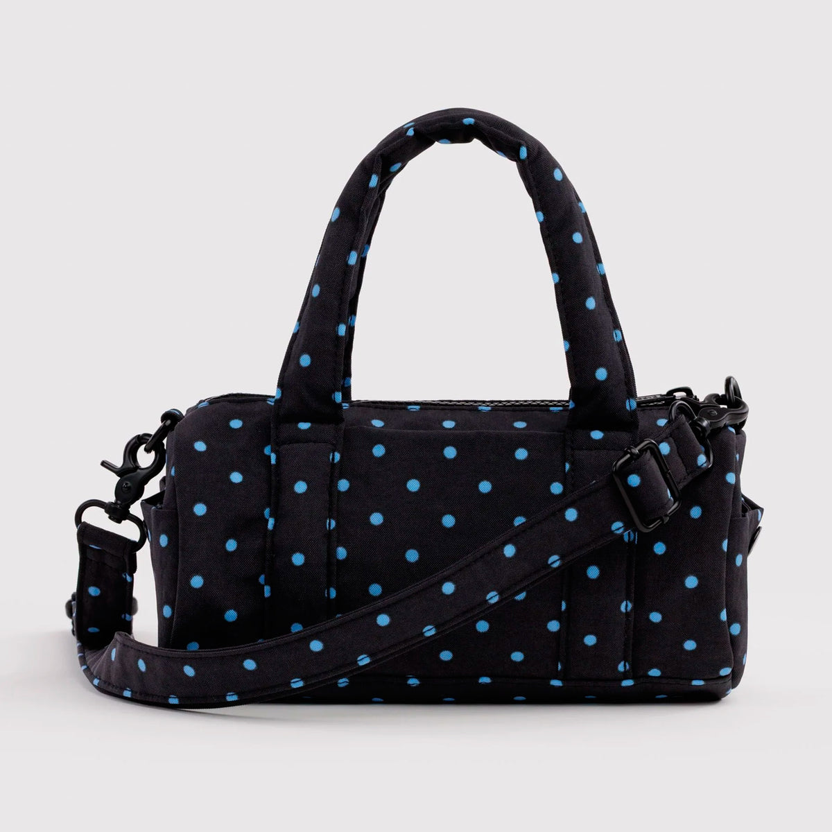 Bolso Pequeño Duffle Baggu - Black and Sky Blue Micro Dot