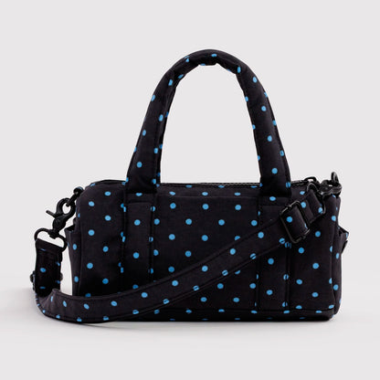 Bolso Pequeño Duffle Baggu - Black and Sky Blue Micro Dot
