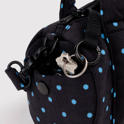 Bolso Pequeño Duffle Baggu - Black and Sky Blue Micro Dot