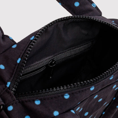 Bolso Pequeño Duffle Baggu - Black and Sky Blue Micro Dot