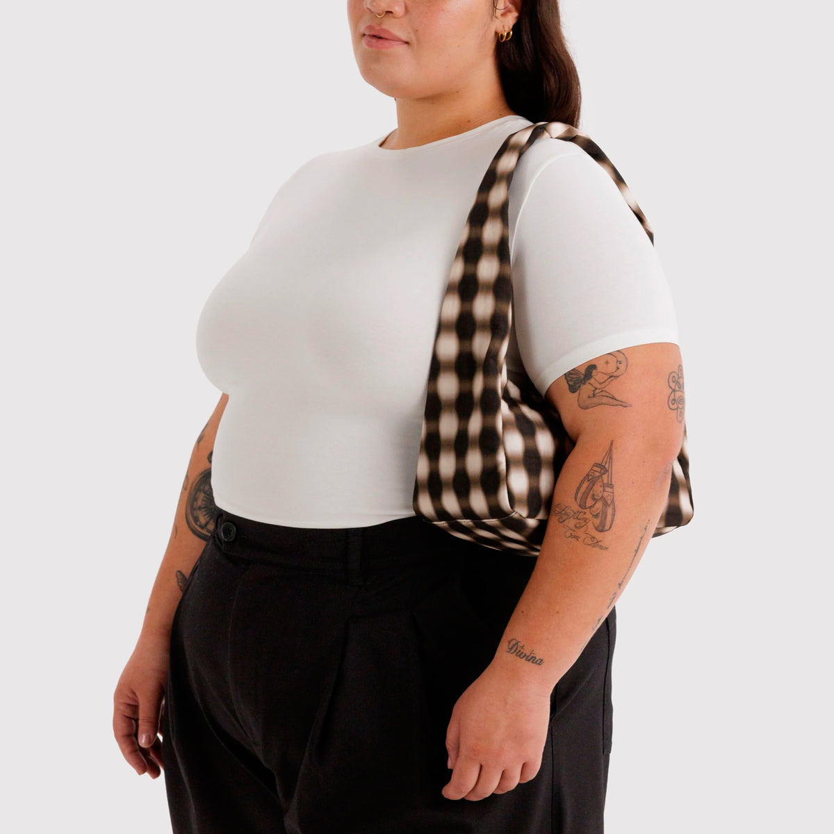 Bolso Pequeño Meringue Baggu - Blurred Gingham Brown