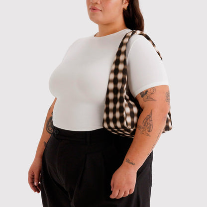 Bolso Pequeño Meringue Baggu - Blurred Gingham Brown