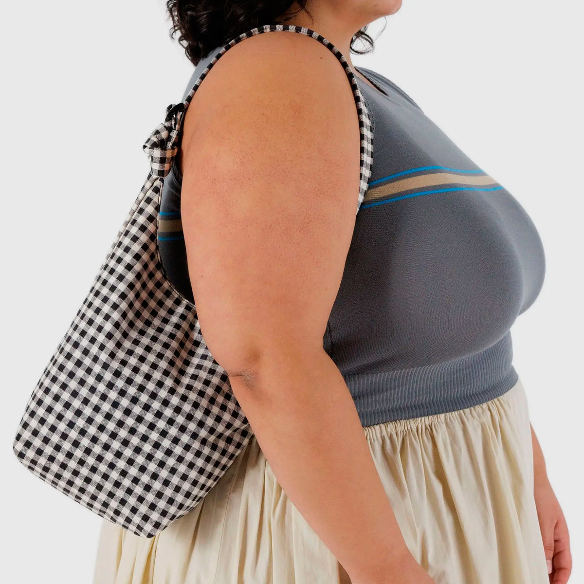 Bolso Mini Large Baggu - Black &amp; White Gingham