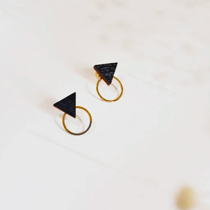 Pendientes - Small Studs Triangle Black