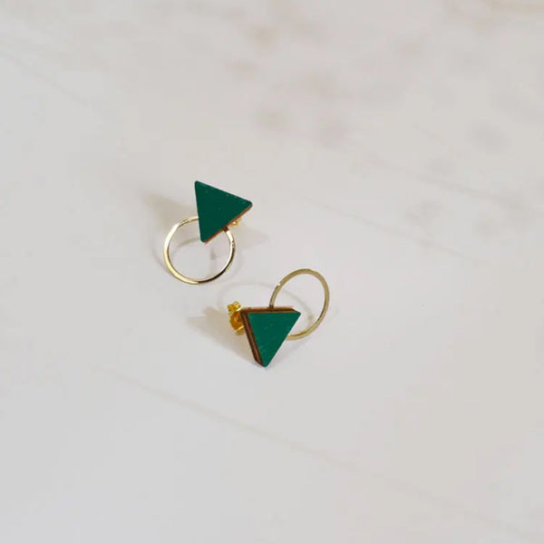 Pendientes - Small Studs Triangle Emerald